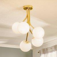Euluna Selva ceiling lamp, 5-bulb offset, gold