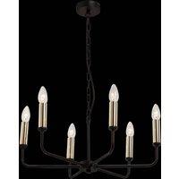 Euluna Ampli chandelier, black/gold, 6-bulb