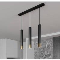 Luminex Nest pendant light, 3-bulb, linear, black/gold