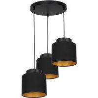 Luminex Soho hanging light, cylindrical, round, 3-light, black/gold