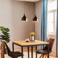 Luminex Nanu pendant light in black metal with 2 bulbs