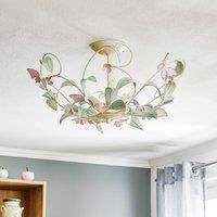 Luminex BUTTERFLY ceiling lamp, cream/green/pink, stainless steel, 3-bulb
