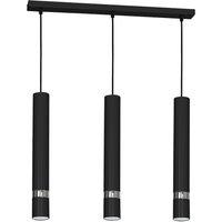 Luminex Rondo pendant light, black/chrome, 3-bulb, long