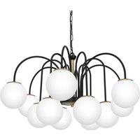 Luminex Berlin pendant light, 12-bulb, black/brass