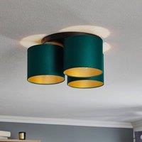 Luminex Soho ceiling light, cylindrical round, 3-bulb, green/gold