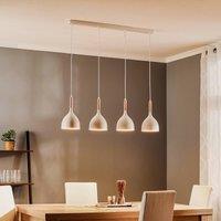 Luminex Noak pendant light, white/natural wood, 4-bulb long