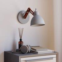 Lamkur Skansen wall lamp, adjustable wooden arm, grey
