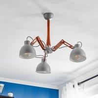 Lamkur Skansen ceiling lamp, 3-bulb, adjustable, grey