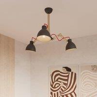 Lamkur Skansen ceiling lamp, 3-bulb, adjustable, black