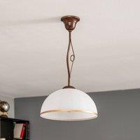 Lamkur Roma pendant light in white and brown, 1-bulb