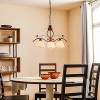 Lamkur Roma pendant light in white and brown, 3-bulb