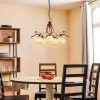 Lamkur Roma pendant light in white and brown, 5-bulb