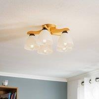 Lamkur Haro ceiling light, oak/white, 5-bulb