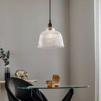 Euluna Leana pendant light, clear glass, 1-bulb, antique brass