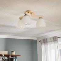Lamkur Haro ceiling light, white beech/white, 3-bulb