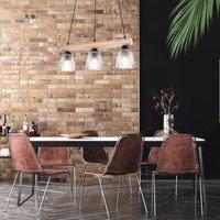 Envostar Tisan pendant light wood/glass 3-bulb
