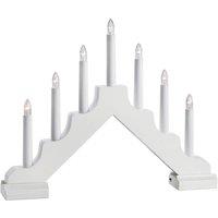 Marksljd Evelin LED candelabra, wood, 7-bulb, white