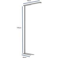 MAULjet LED office floor lamp, silver, dimmable, 195 cm