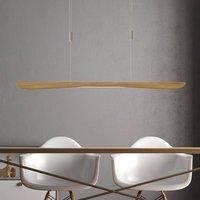 Quitani LED hanging light Hiba, natural oak, length 118 cm
