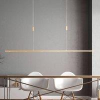 Quitani LED hanging light Tolu, length 139 cm, brass