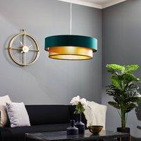 Maco Design Dorina hanging light, green/gold 60cm