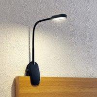 Prios LED clip-on light Najari, black, rechargeable battery, USB, 51 cm