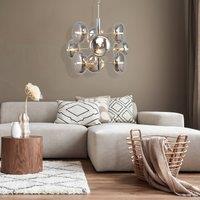 Nve Explosion bubble hanging light, 9-bulb, chrome/smoky grey
