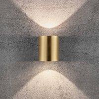 Nordlux Canto 2 LED outdoor wall light, 10 cm, brass