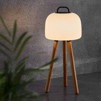 Nordlux LED table lamp Kettle Tripod wood, lampshade 22cm