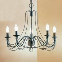 ORION Vela chandelier, 5-bulb, antique black and green
