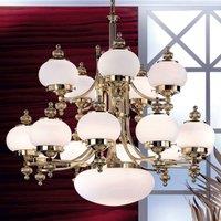 ORION Delia chandelier, brass-coloured 100 cm, 16-light, glass