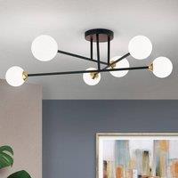 ORION Snowwhite ceiling lamp with rods, six-bulb, black