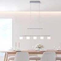 Paul Neuhaus Hydra LED pendant light, steel-coloured, glass, 80cm