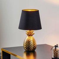 Reality Leuchten Pineapple ceramic table lamp, black and gold