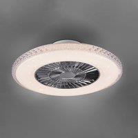 Reality Leuchten Harstadt LED ceiling fan, crystal frame