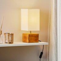 Reality Leuchten Woody table lamp with wooden base, 12 cm x 12 cm