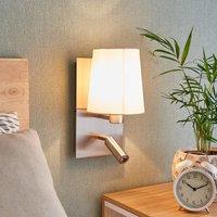 Lindby wall light Aiden, white, nickel, LED reading light