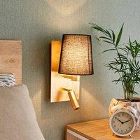 Lindby Aiden wall light, LED reading light, black, gold