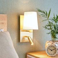 Lindby wall light Aiden, white, brass, LED reading light