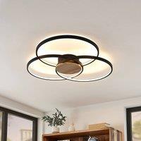 Lindby LED ceiling light Riley, black, 3,000 K, dimmable