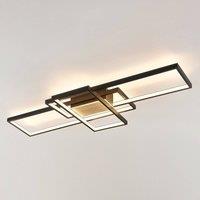 Lindby LED ceiling light Emiljan, black, dimmable, aluminium