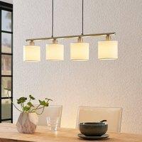 Lindby pendant light Stannis, 75 cm, white, 4-bulb, textile