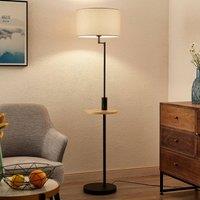 Lindby Zinia floor lamp, black, shelf, USB port