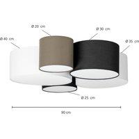 Lindby Lettie ceiling lamp, grey/black/white, 5-bulb, E27