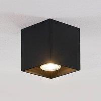Lindby Parvin aluminium downlight, angular, black