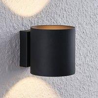 Lindby Mirza aluminium wall light, round, black