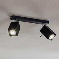 SOLLUX LIGHTING Ceiling spotlight Square, black, 2-bulb