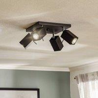 SOLLUX LIGHTING Ceiling spotlight Square, black, 4-bulb, square