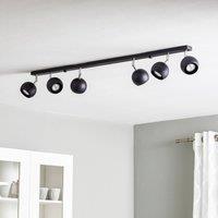 SOLLUX LIGHTING Flame ceiling spotlight, black, 6-bulb