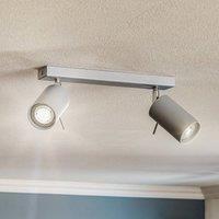 SOLLUX LIGHTING Ceiling spotlight Round, grey, 2-bulb